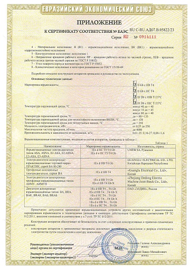 Приложение 2 к сертификату соответствия по взрывозащищенным вентиляторам_ВКПН (СЗЭМО ЗВ)